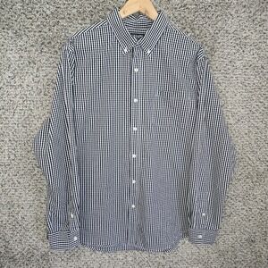 Chaps Shirt Mens XL Black Gingham Check Button Down Stretch Easy Care Casual